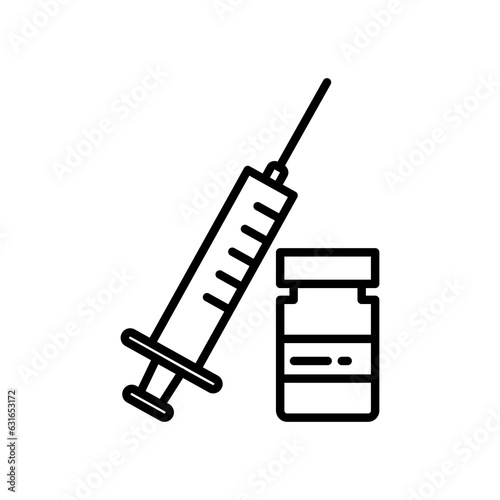 vaccine and syringe icon vector,isolated on white background