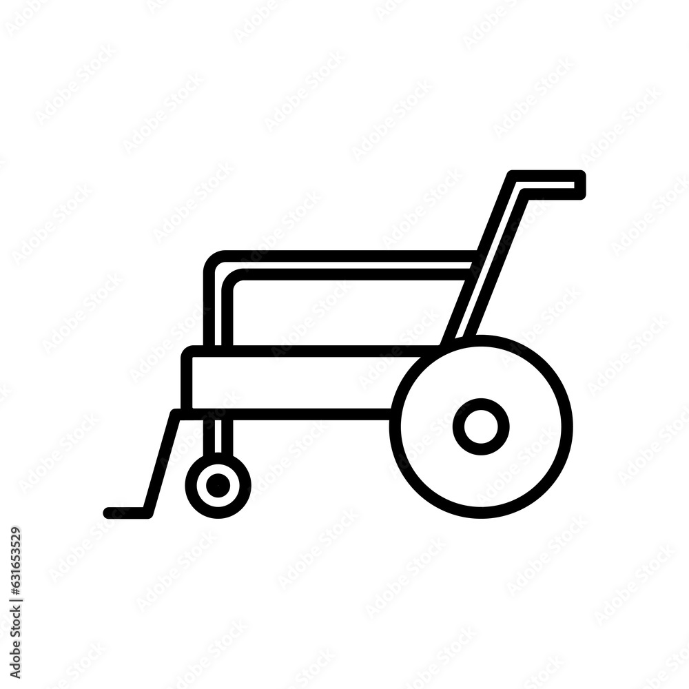 Wheel chair icon. Chair, wheel, pictogram, disability, disability, web, injury, medical concept. Vector illustration isolated on white background. Wheel chair icon. Chair, wheel, pictogram, disability, disability, web, injury, medical concept. Vector illustration isolated on white background.