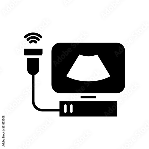 Ultrasound research vector icon. Medical diagnostic equipment, ecography. Vector illustration isolated on a white background.