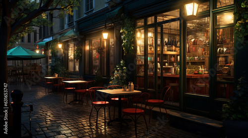 Atmosphere of a modern cafe in the peaceful evening