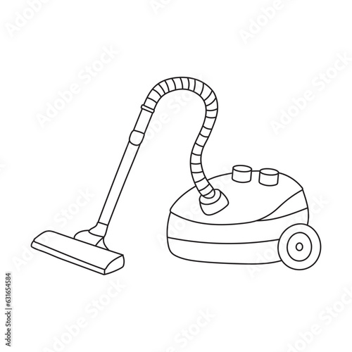 Hand drawn Kids drawing Cartoon Vector illustration vacuum cleaner Isolated on White Background