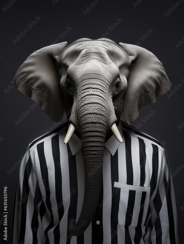 An Anthropomorphic Elephant Dressed Up as a Referee