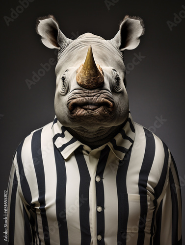 An Anthropomorphic Rhino Dressed Up as a Referee