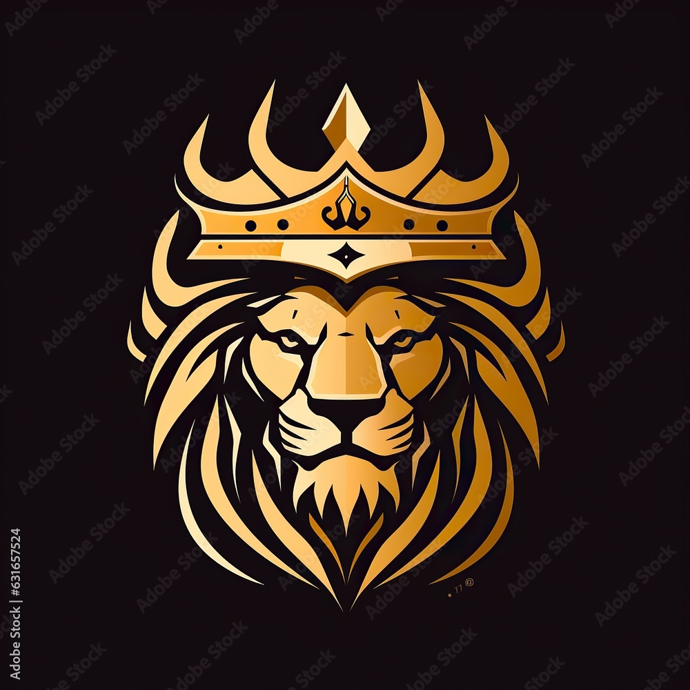 Simple logo Royal king lion crown symbols