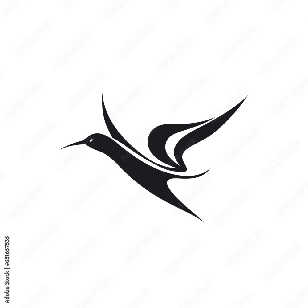 Vector logo of bird, minimalistic, black and white Vector logo of bird, minimalistic, black and white