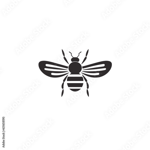 Vector logo of honey bee, minimalistic, black and white