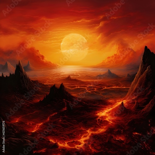 Burning planet in space. Fiery planet explosion in space. Collision of planets in space. Image of a planet in fire and smoke, 3d digitally rendered illustration.