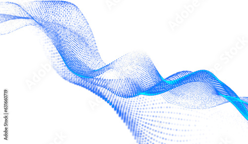 3D abstract digital technology blue light particles wave
