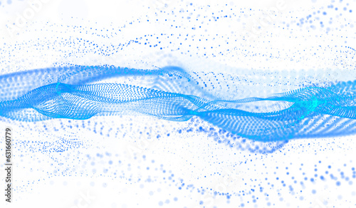 3D abstract digital technology blue light particles wave