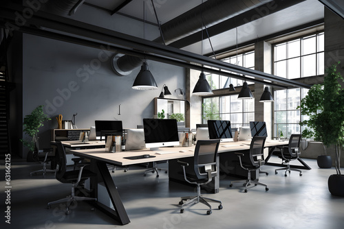 modern industrial office interior design Idea with green plants teamwork office space interior design idea