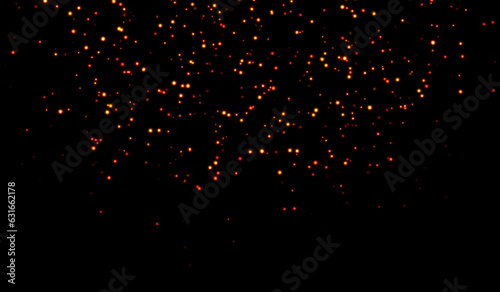 3D abstract digital technology yellow-orange light particles network on balck background.