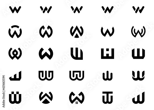 Initials Letter W logo design, Set Logo Design Icon Symbol