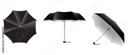 set of realistic umbrella in various type or outdoor parasol protection weather waterproof material. 3D render