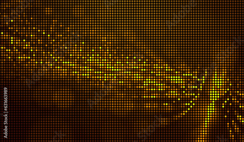 Halftone dots abstract digital technology orange-red light on red background.