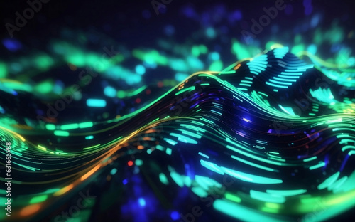 A futuristic digital wave background, Generative AI Illustration. © Creative_Bringer