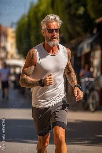 Active modern senior man, g...