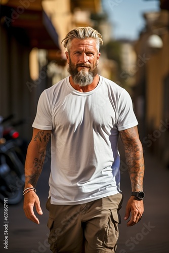 Active modern senior man, g...