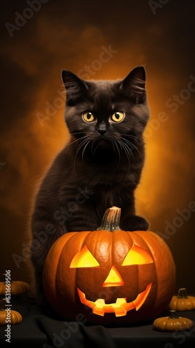 photo of a cat with glowing eyes to commemorate Halloween © For