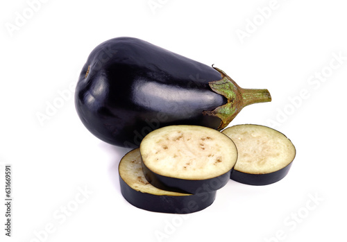 Fresh purple eggplant isolated on white background