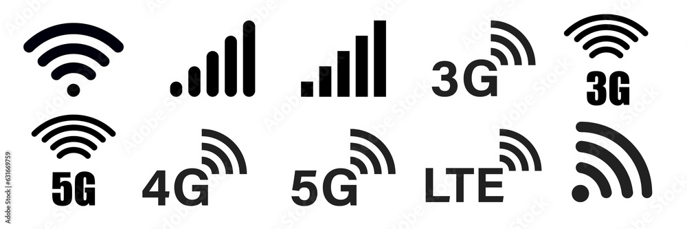 Icon, logo, and signal or network images in black and white are used for the design. Icon, logo, and signal or network images in black and white are used for the design.