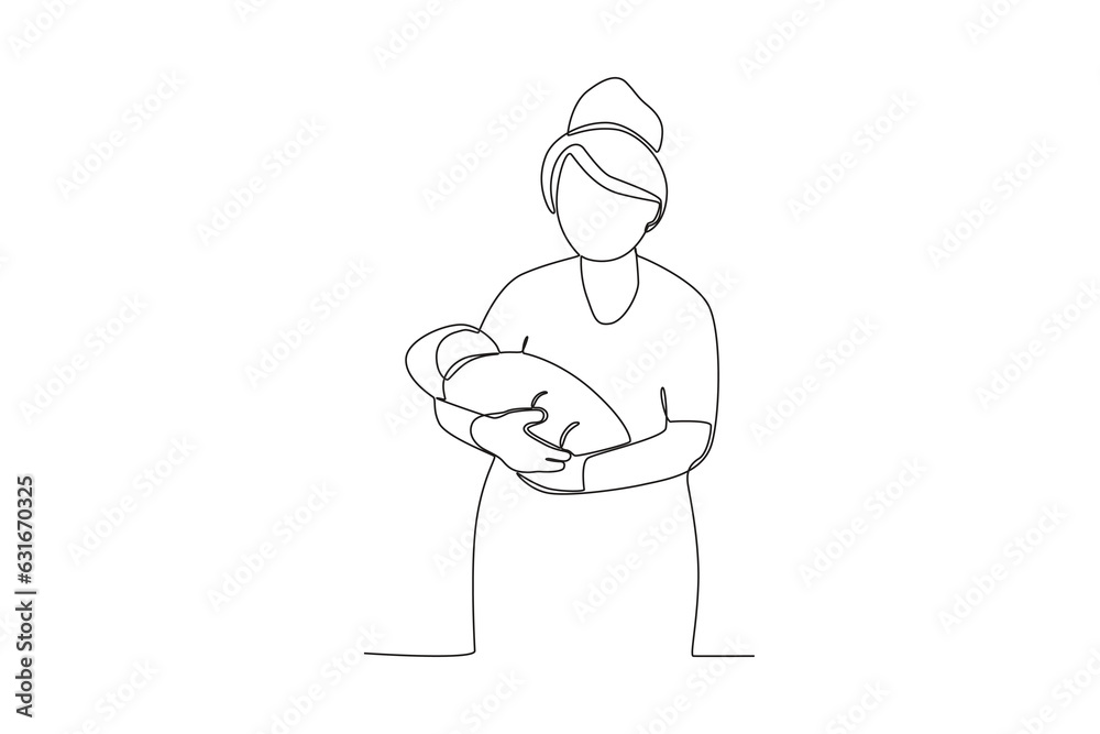 One single line drawing of a midwives who have cleaned newborns
One single line drawing of a midwives who have cleaned newborns