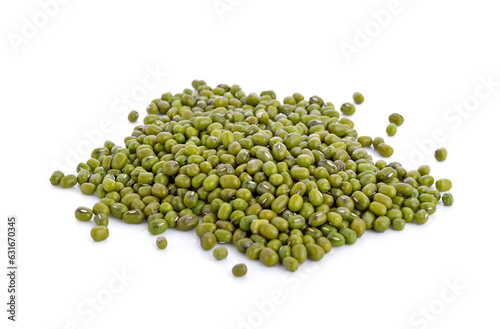 Green bean or mung bean on white background