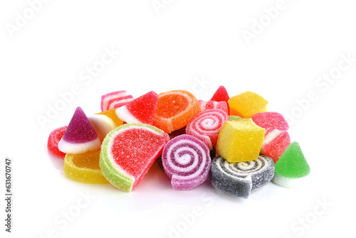 Jelly sweet, flavor fruit, candy dessert colorful on white background