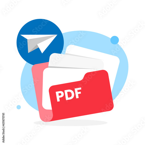 Share or send with PDF format file concept illustration flat design vector eps10. modern graphic element for landing ui, infographic, icon