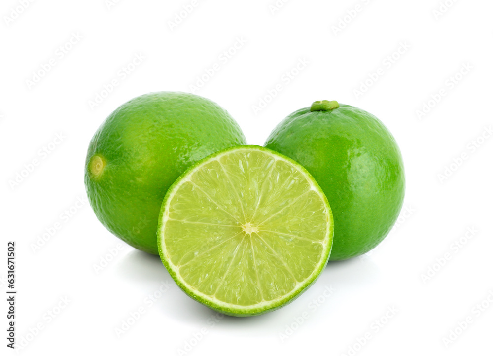 Fresh lime sliced,whole lime isolated on white background Fresh lime sliced,whole lime isolated on white background