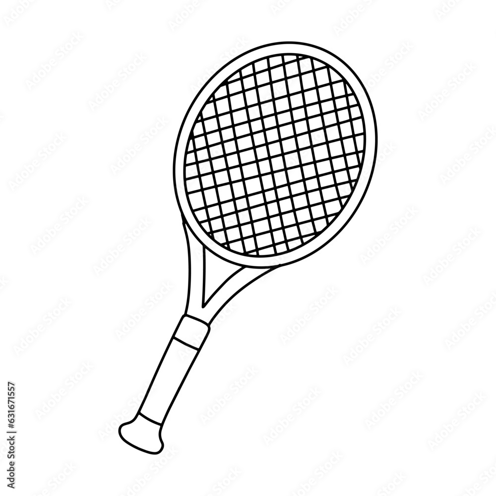 Tennis racket doodle icon. Vector outline simple sketch