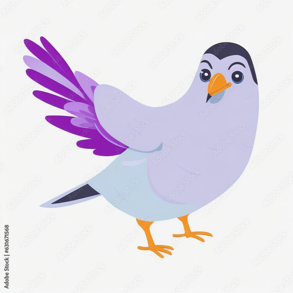 pigeon, cartoon, vector, illustration, white, background