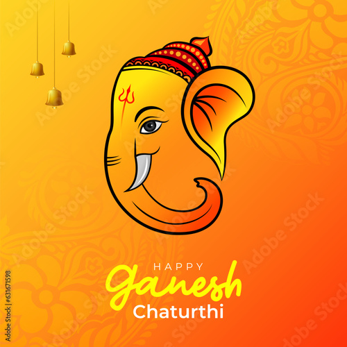 Happy Ganesh Chaturthi Festival Background with Lord Ganesha Illustration