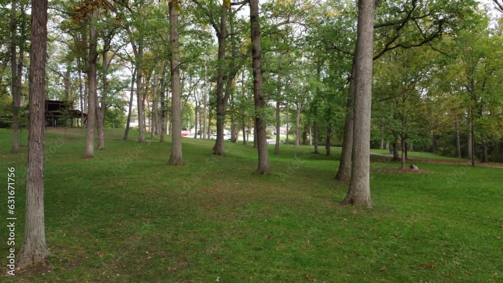 Aerial View of Disc Golf Course and Throws (Mohawk Park, Brantford, Ontario, Canada)
