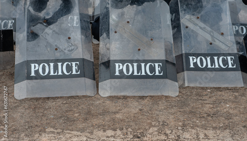 Riot police control the crowd.. photo