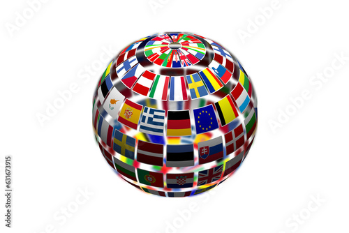 Digital png illustration of globe of national flags on transparent background