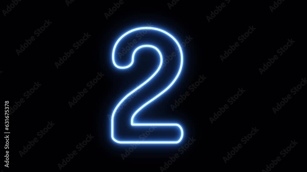 Glowing blue neon number two appear on alpha channel background. Glowing blue neon number two appear on alpha channel background.