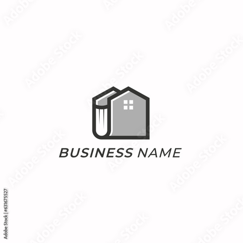 design logo creative book and home building