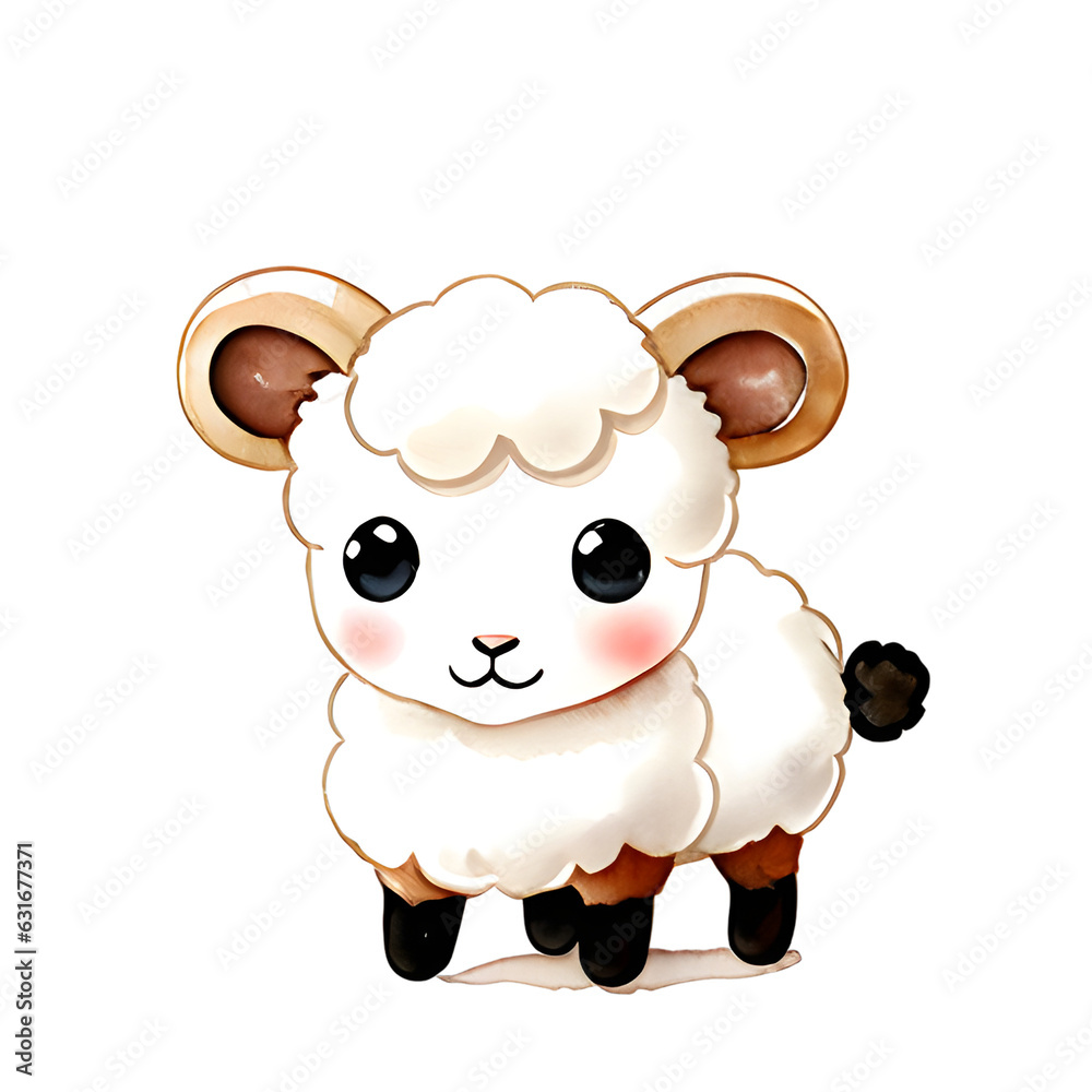 water color illustration of a sheep cartoon water color illustration of a sheep cartoon