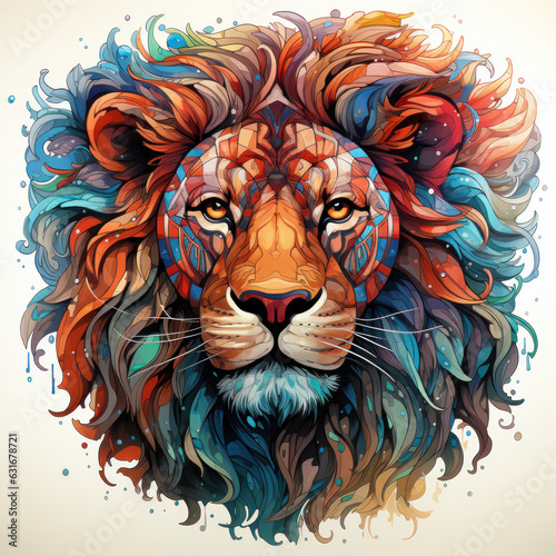 Lion digital colorful vector illustration in graffiti sketch style on a white background for t shirt design  banner  poster 