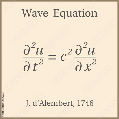 Wave Equation. Education. Science. Formula. Vector illustration.