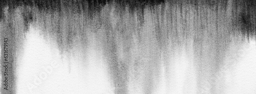 Flowing black watercolor, large abstract background. Textured wallpaper in grayscale.