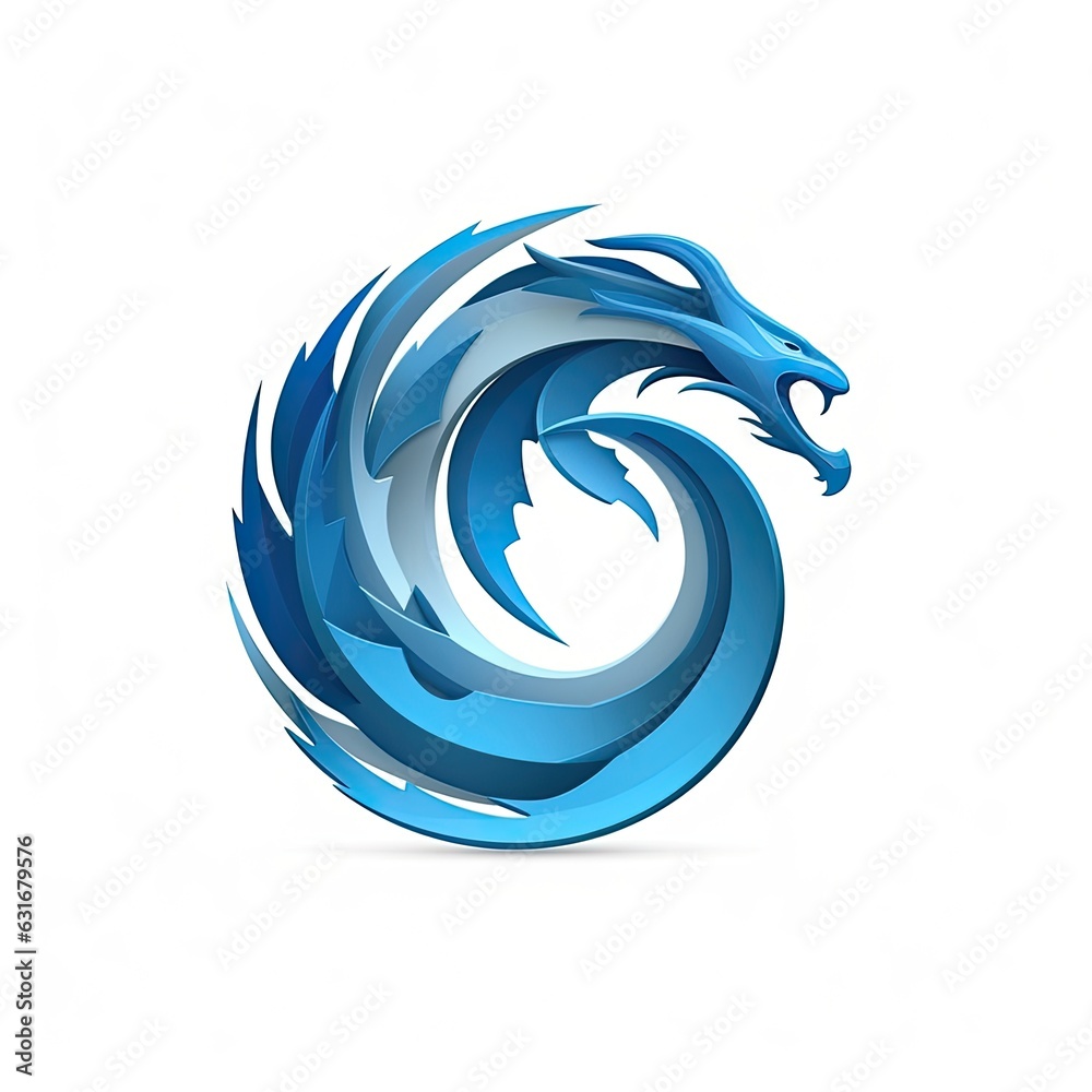 blue dragon logo template created using generative AI tools blue dragon logo template created using generative AI tools