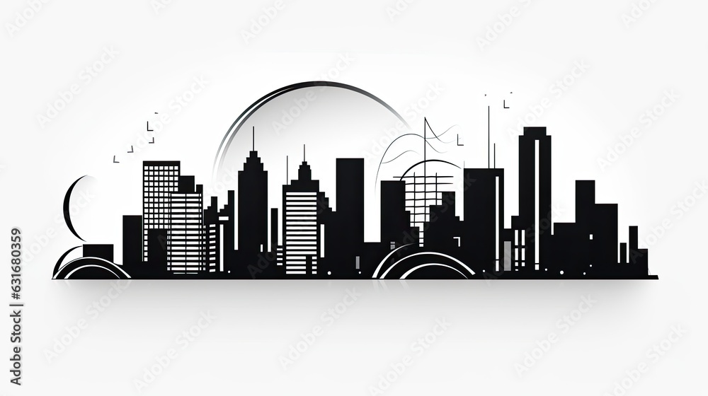 Fototapeta premium city skyline - illustration created using generative AI tools