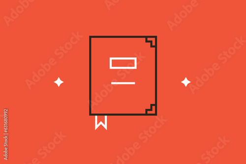 Geometric book with bookmark illustration in flat style design. Vector illustration. 