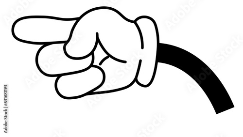 Cartoon hand pointing, arm gesture non verbal