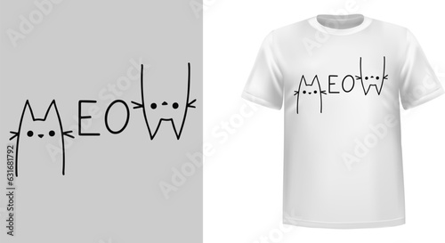 Kitten lover Meow t shirt design template for print
