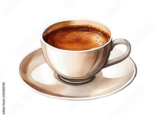 Watercolor illustration of a coffee cup isolated on transparent background