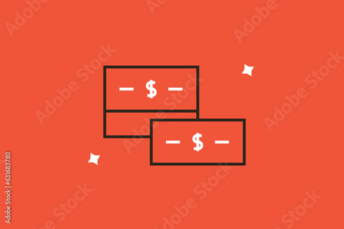 Geometric banknote illustration in flat style design. Vector illustration. 