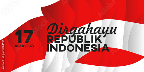 Text effect Writing about the independence day of the Republic of Indonesia with a creative flag background, red on white.