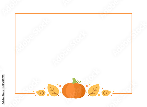 Rectangle Autumn Frame Border. Halloween, Fall and Thanksgiving Template. Can be used for shopping sale, promo poster, banner, etc. Vector illustration